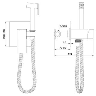 Гигиенический душ со смесителем Wonzon & Woghand Cube WW-88829016-MB чёрный матовый
